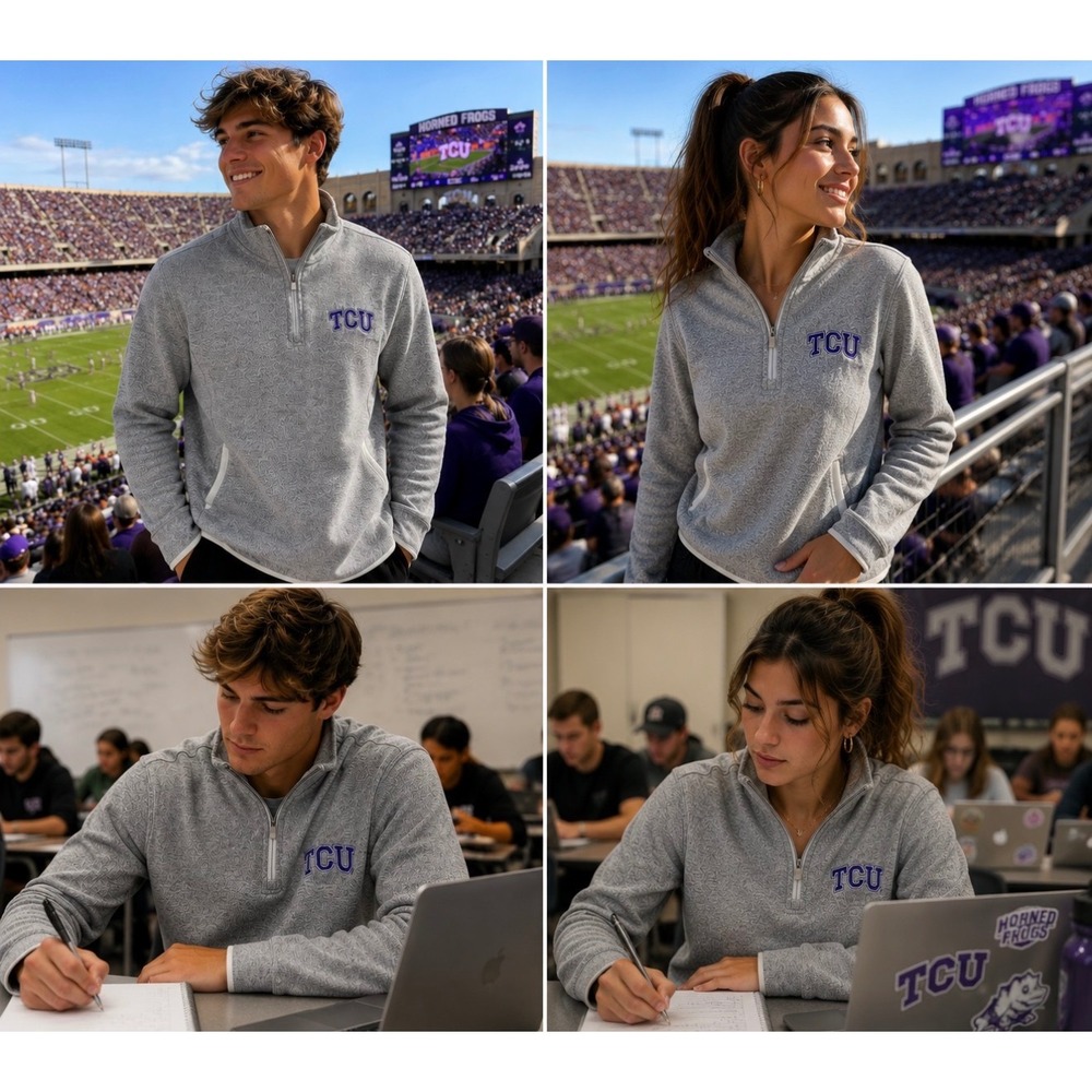 Charles River Apparel TCU Horned Frogs Quarter Zip Pullover Sweater size M